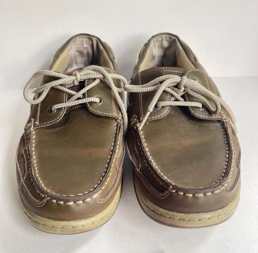 Margaritaville Anchor Boat Shoes Brown Leather Men’s Size 13